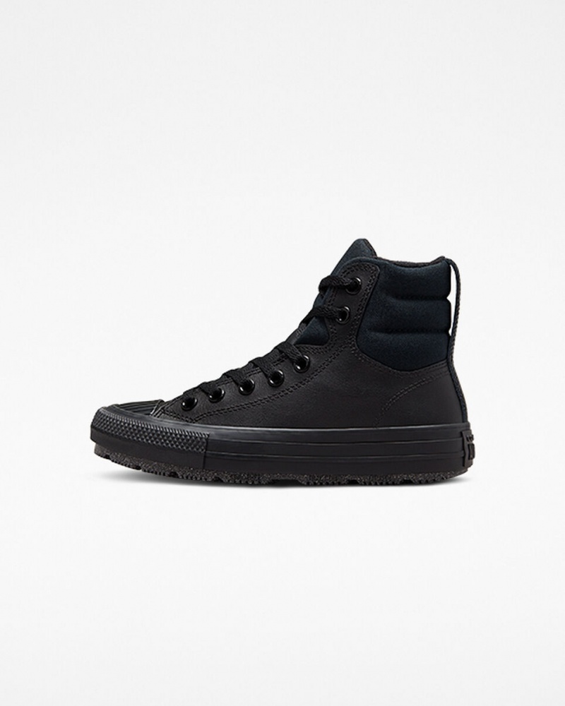 Converse Chuck Taylor All Star Berkshire Boot Skórzane Czarne Czarne Szare | 450123-TRP