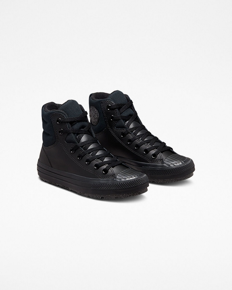 Converse Chuck Taylor All Star Berkshire Boot Skórzane Czarne Czarne Szare | 450123-TRP