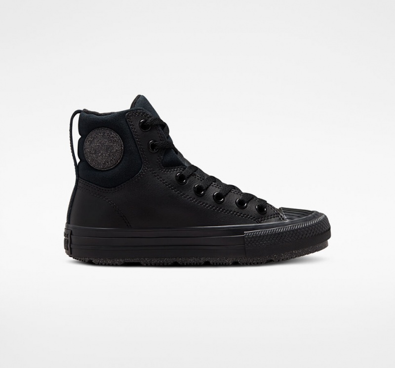 Converse Chuck Taylor All Star Berkshire Boot Skórzane Czarne Czarne Szare | 450123-TRP