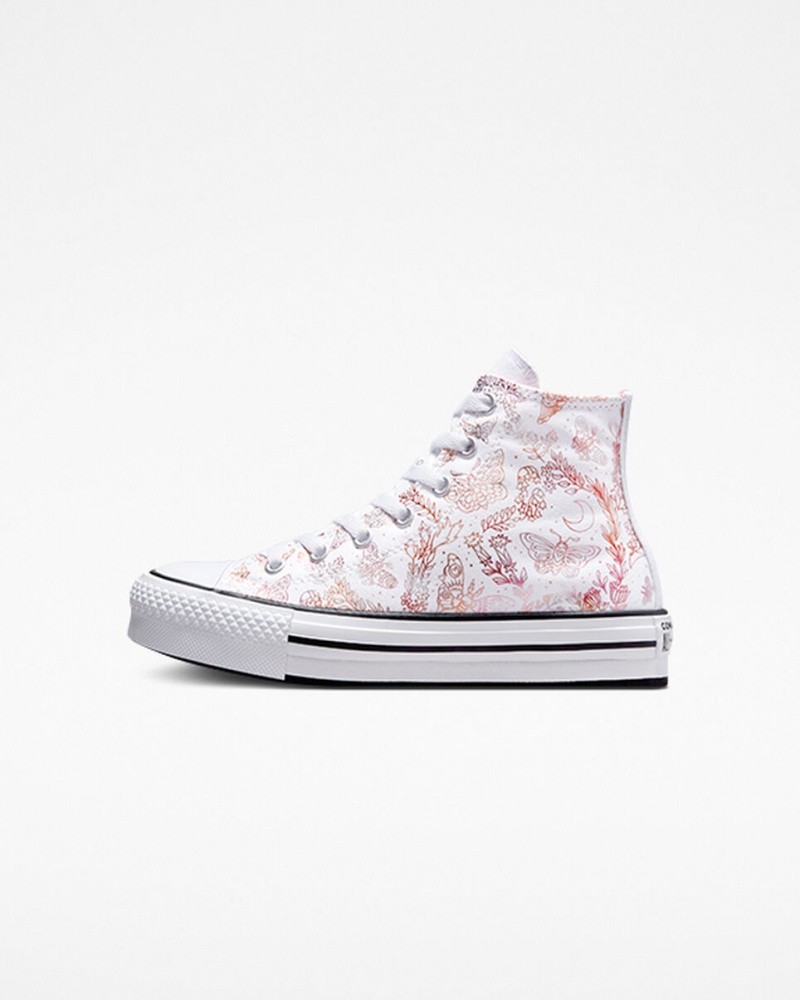 Converse Chuck Taylor All Star EVA Lift Platformie Butterfly Shine Białe Różowe Czarne | 698203-VYM