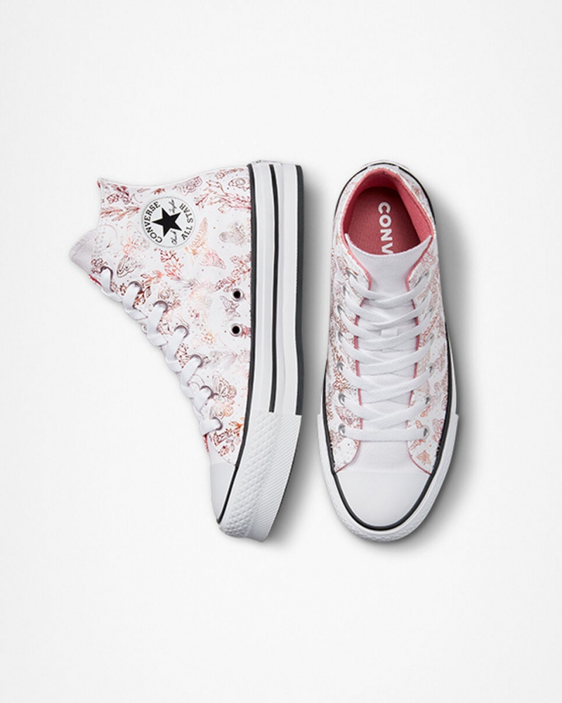 Converse Chuck Taylor All Star EVA Lift Platformie Butterfly Shine Białe Różowe Czarne | 698203-VYM