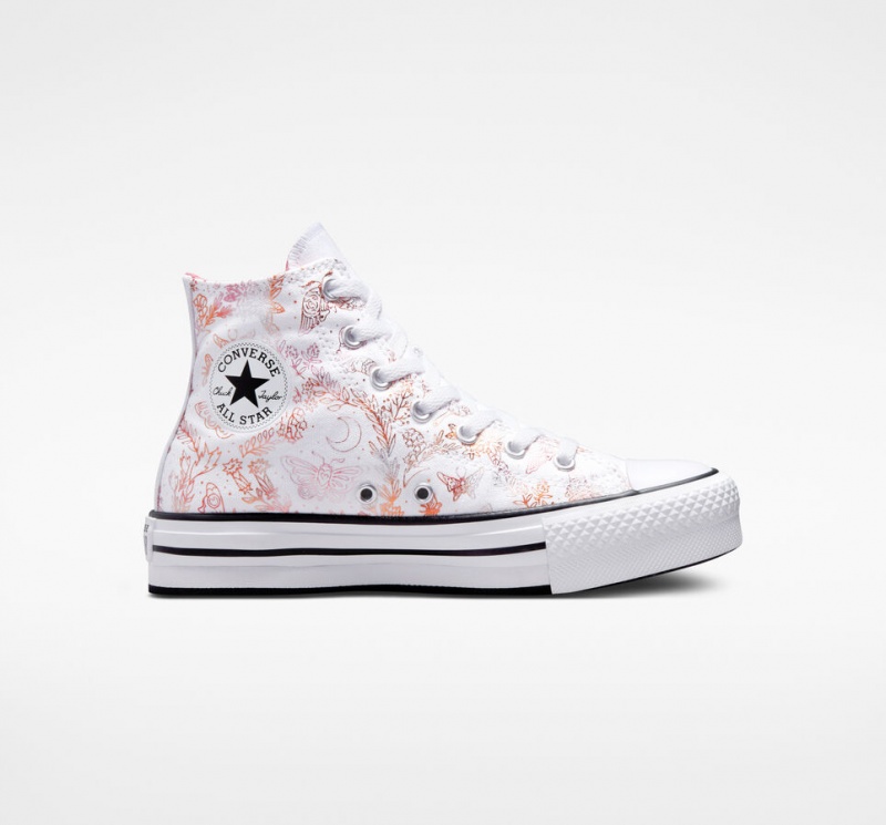 Converse Chuck Taylor All Star EVA Lift Platformie Butterfly Shine Białe Różowe Czarne | 698203-VYM