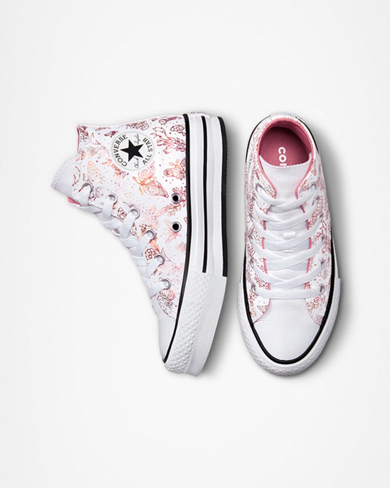 Converse Chuck Taylor All Star EVA Lift Platformie Butterfly Shine Białe Różowe Czarne | 015473-KEM