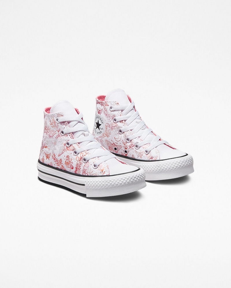 Converse Chuck Taylor All Star EVA Lift Platformie Butterfly Shine Białe Różowe Czarne | 015473-KEM