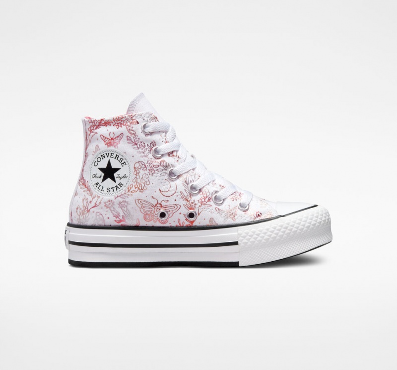 Converse Chuck Taylor All Star EVA Lift Platformie Butterfly Shine Białe Różowe Czarne | 015473-KEM