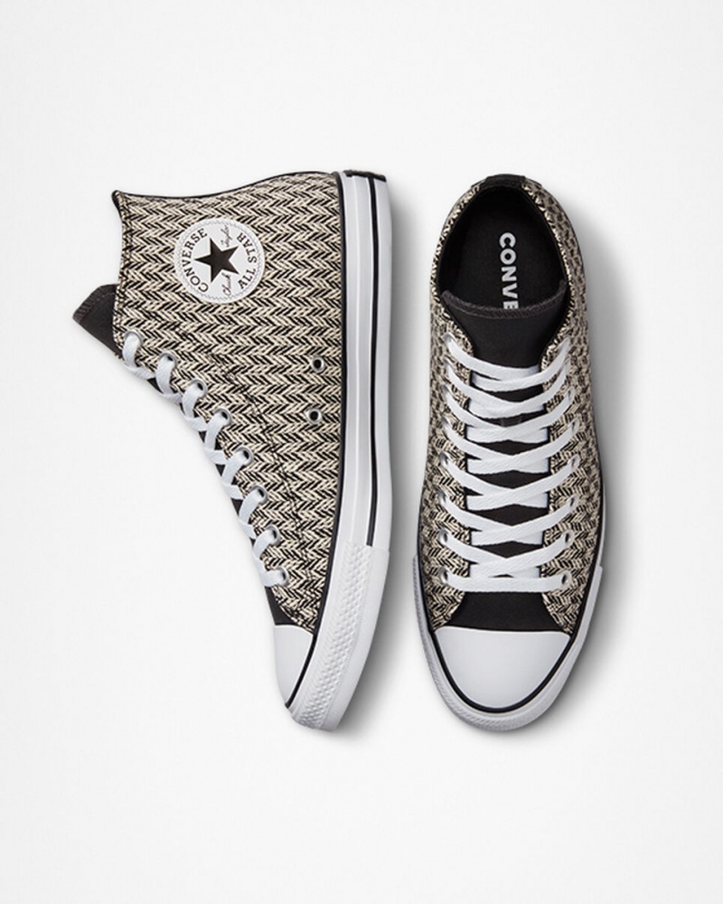 Converse Chuck Taylor All Star Herringbone Czarne Białe | 645803-ARU