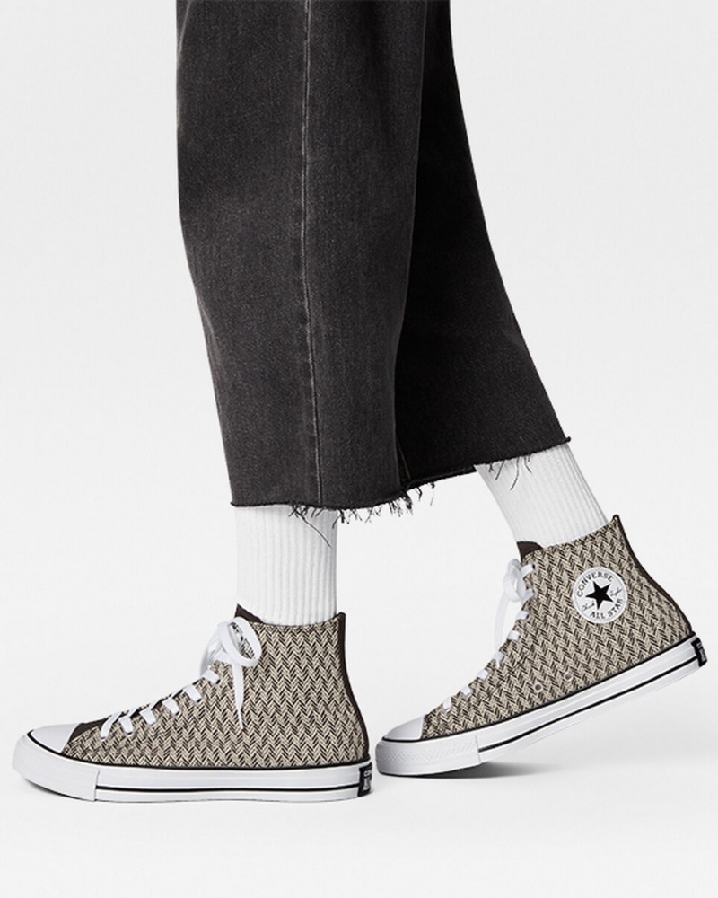 Converse Chuck Taylor All Star Herringbone Czarne Białe | 645803-ARU