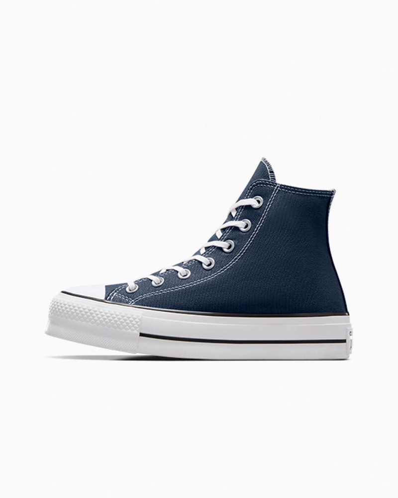 Converse Chuck Taylor All Star Lift Platformie Granatowe Białe Czarne | 802634-PHR