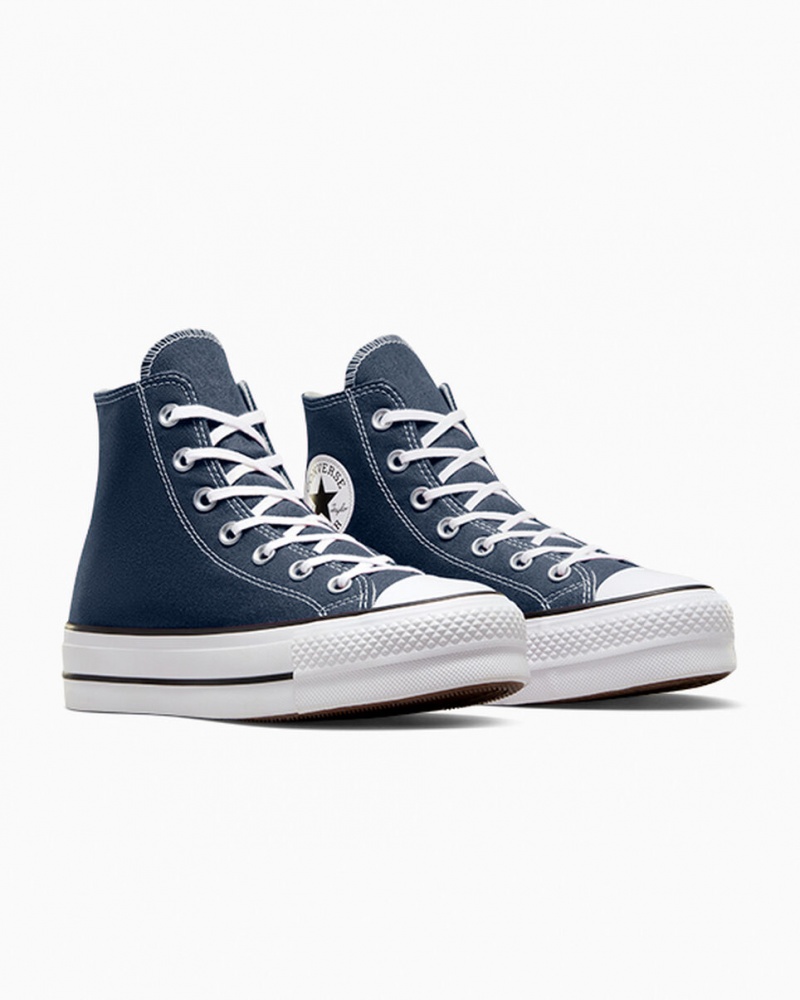 Converse Chuck Taylor All Star Lift Platformie Granatowe Białe Czarne | 802634-PHR