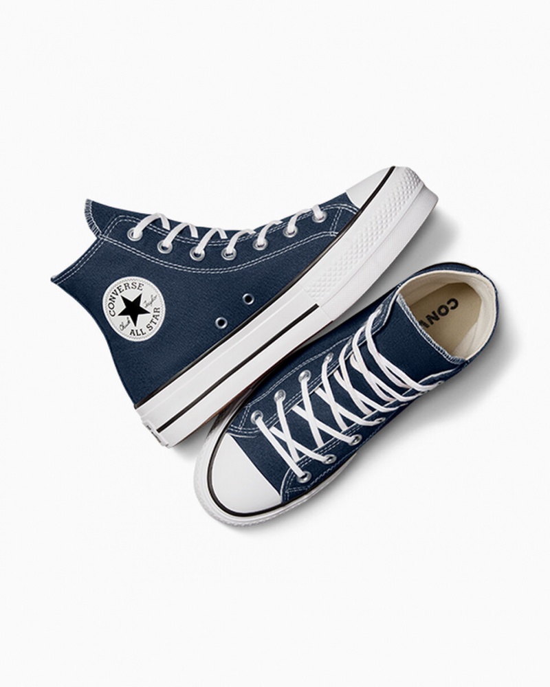 Converse Chuck Taylor All Star Lift Platformie Granatowe Białe Czarne | 802634-PHR