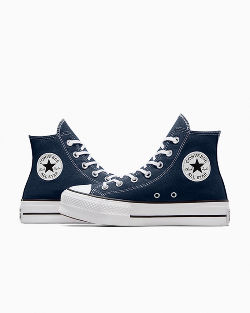 Converse Chuck Taylor All Star Lift Platformie Granatowe Białe Czarne | 802634-PHR