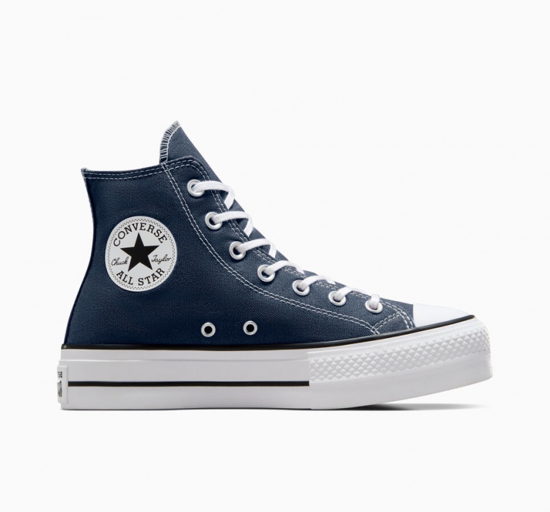 Converse Chuck Taylor All Star Lift Platformie Granatowe Białe Czarne | 802634-PHR