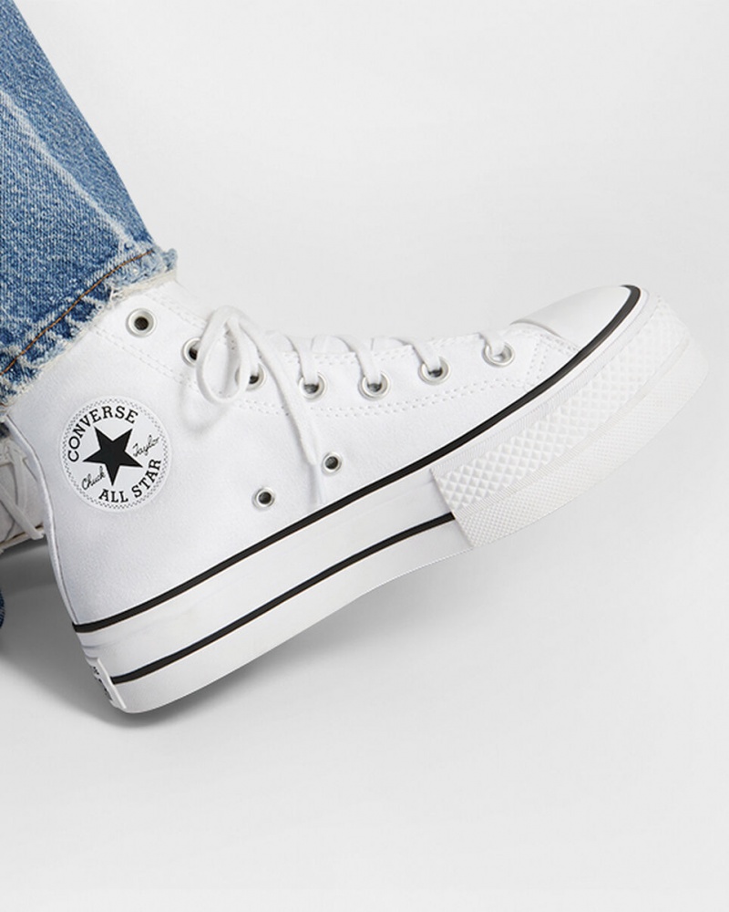 Converse Chuck Taylor All Star Lift Platformie Białe Czarne Białe | 203149-MTQ