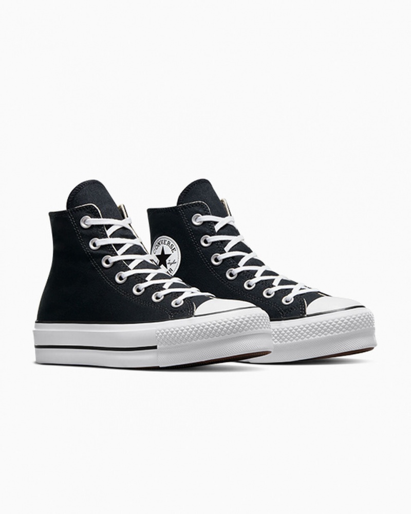 Converse Chuck Taylor All Star Lift Platformie Czarne Białe Białe | 603597-FMY