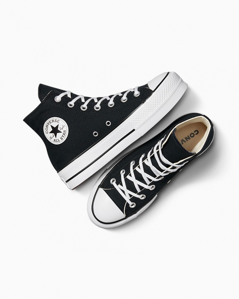 Converse Chuck Taylor All Star Lift Platformie Czarne Białe Białe | 603597-FMY