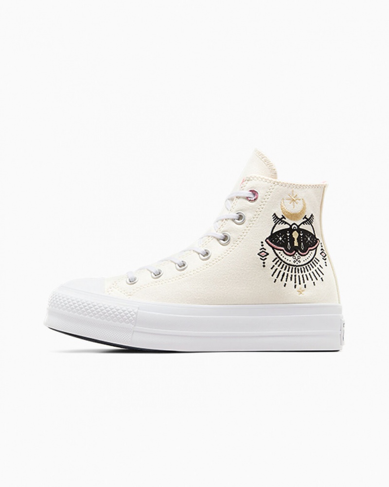 Converse Chuck Taylor All Star Lift Platformie Alchemy Embroidery Czarne Różowe | 904286-MZA