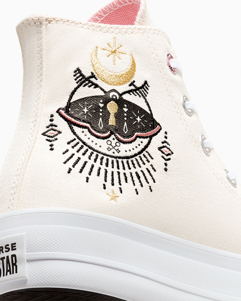 Converse Chuck Taylor All Star Lift Platformie Alchemy Embroidery Czarne Różowe | 904286-MZA