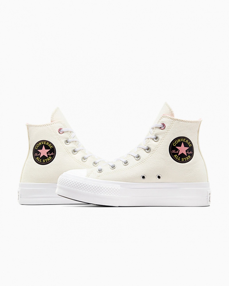 Converse Chuck Taylor All Star Lift Platformie Alchemy Embroidery Czarne Różowe | 904286-MZA