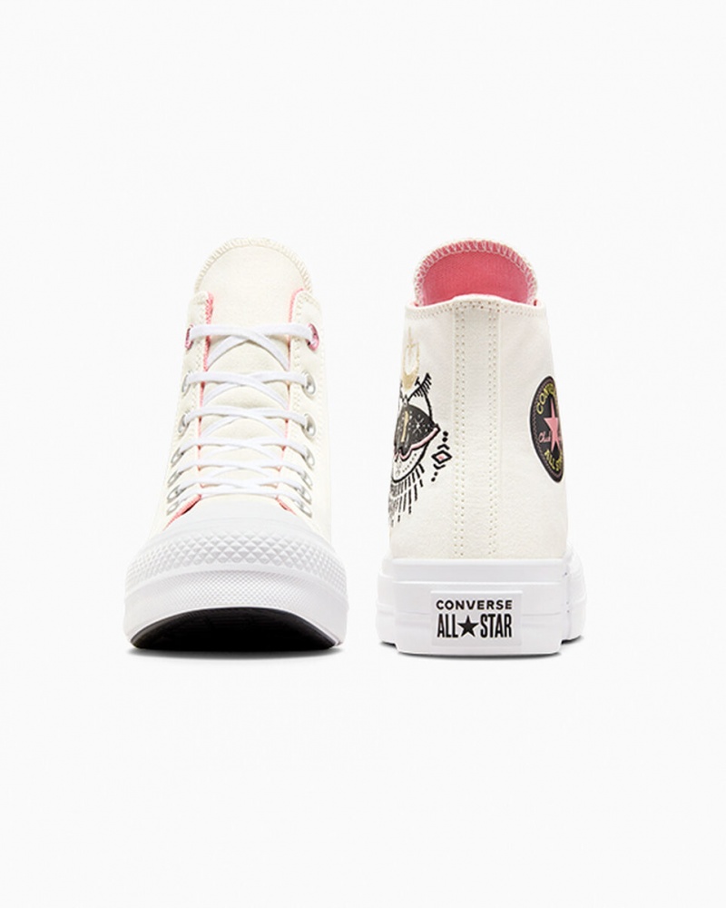 Converse Chuck Taylor All Star Lift Platformie Alchemy Embroidery Czarne Różowe | 904286-MZA