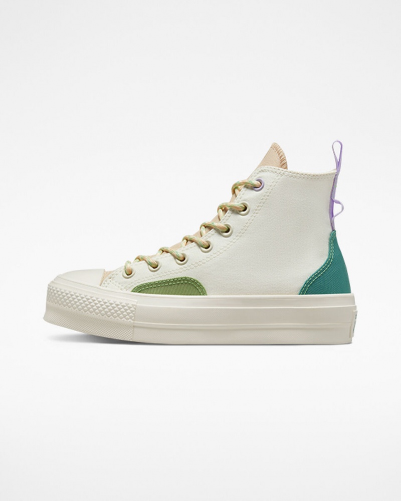 Converse Chuck Taylor All Star Lift Platformie Colorblock Overlay Egret / Oat Milk / Algae Coast | 708495-HOZ