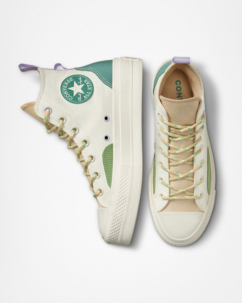 Converse Chuck Taylor All Star Lift Platformie Colorblock Overlay Egret / Oat Milk / Algae Coast | 708495-HOZ