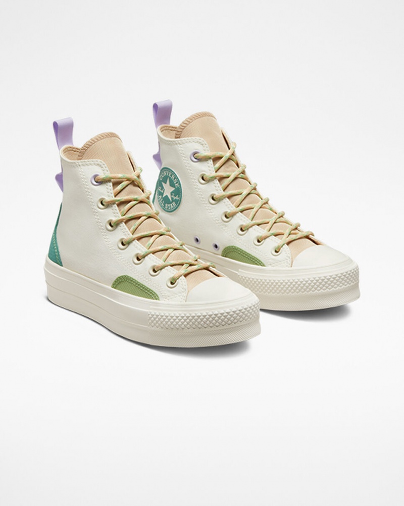 Converse Chuck Taylor All Star Lift Platformie Colorblock Overlay Egret / Oat Milk / Algae Coast | 708495-HOZ