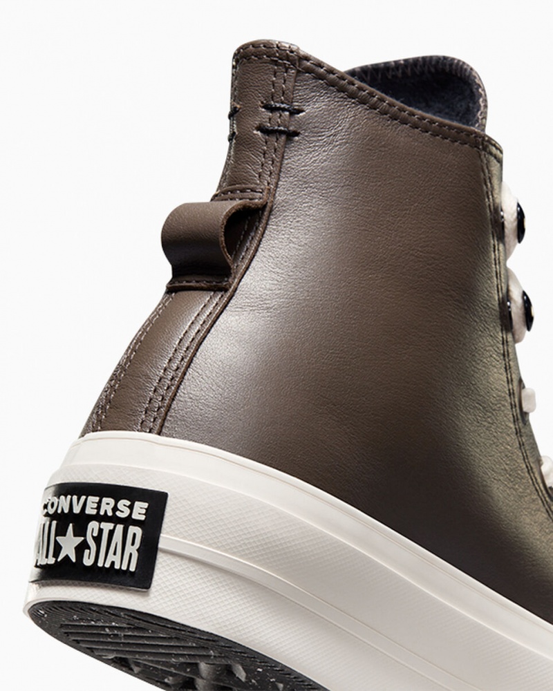 Converse Chuck Taylor All Star Lift Platformie Fleece-Podszewką Skórzane Czarne | 863140-OKX