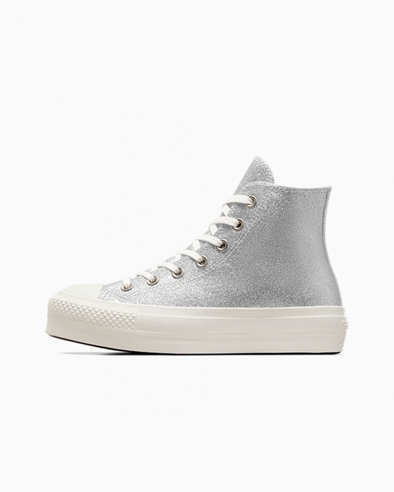 Converse Chuck Taylor All Star Lift Platformie Glitter Srebrne | 136975-NHY