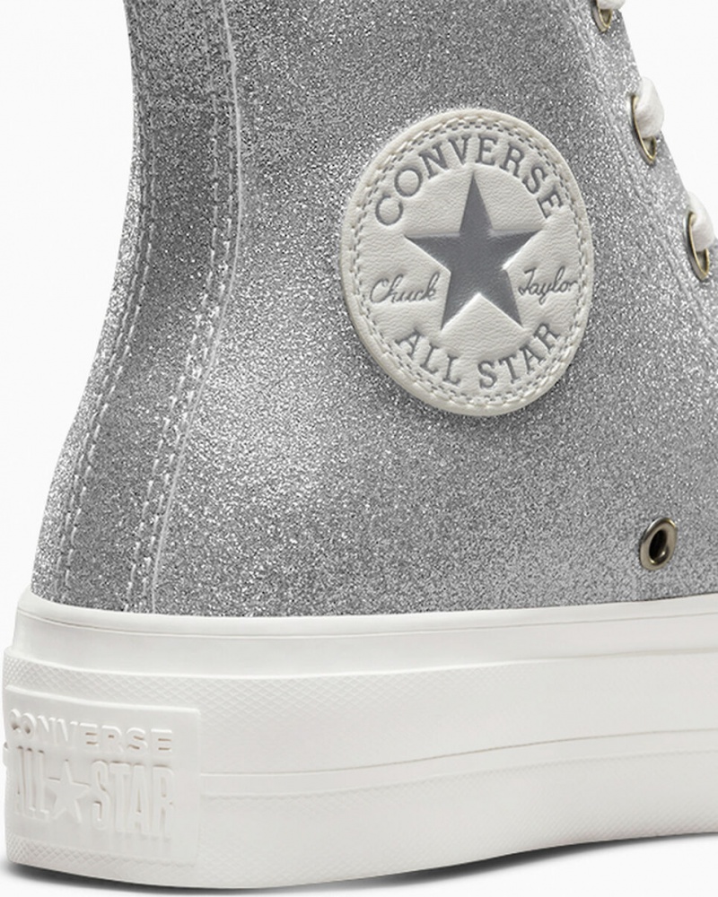 Converse Chuck Taylor All Star Lift Platformie Glitter Srebrne | 136975-NHY