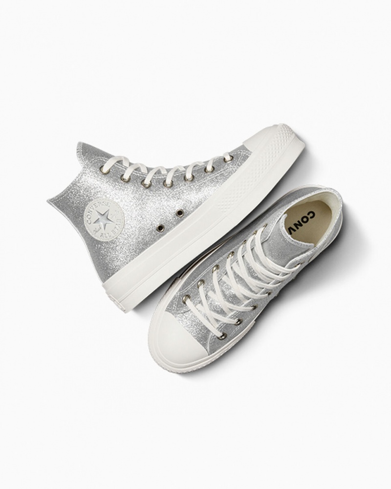 Converse Chuck Taylor All Star Lift Platformie Glitter Srebrne | 136975-NHY