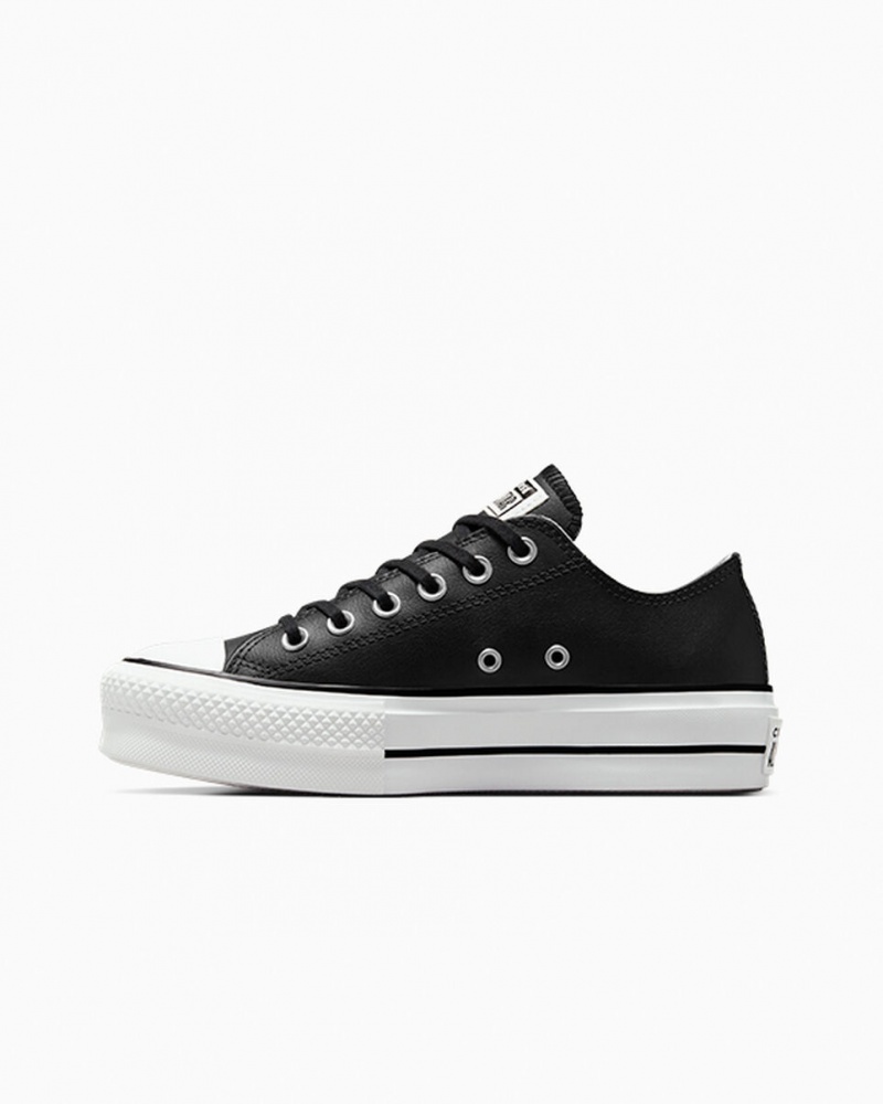 Converse Chuck Taylor All Star Lift Platformie Skórzane Czarne Czarne Białe | 235810-OXH