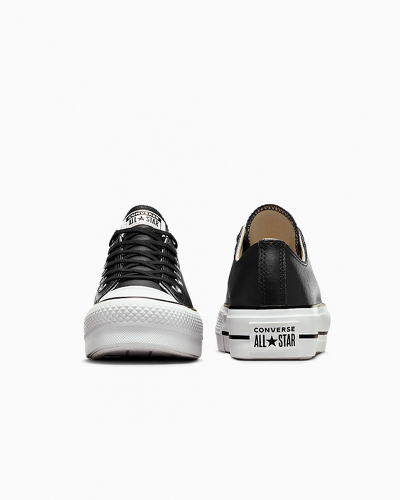 Converse Chuck Taylor All Star Lift Platformie Skórzane Czarne Czarne Białe | 235810-OXH