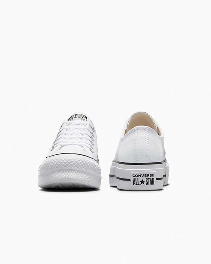 Converse Chuck Taylor All Star Lift Platformie Skórzane Białe Czarne Białe | 327094-UOZ