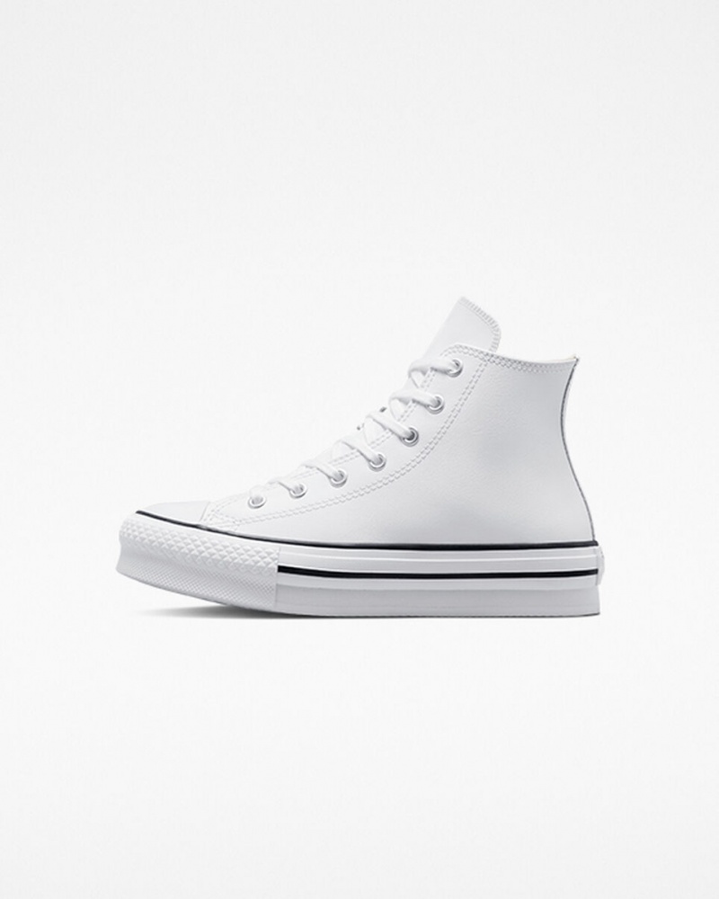 Converse Chuck Taylor All Star Lift Platformie Skórzane Białe Czarne | 089516-CQE