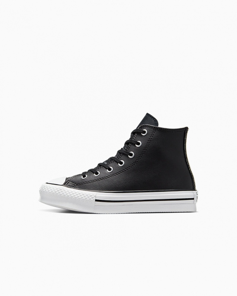 Converse Chuck Taylor All Star Lift Platformie Skórzane Czarne Białe | 402659-JYS