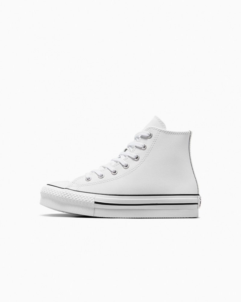 Converse Chuck Taylor All Star Lift Platformie Skórzane Białe Czarne | 807962-SHJ