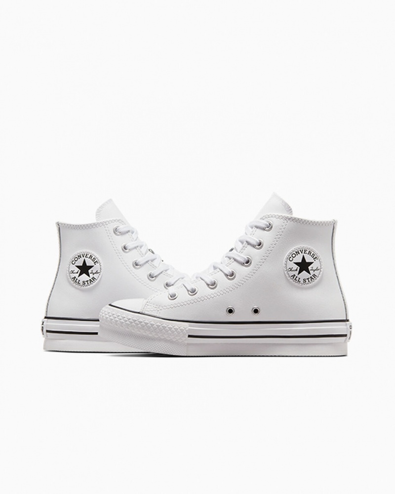 Converse Chuck Taylor All Star Lift Platformie Skórzane Białe Czarne | 807962-SHJ