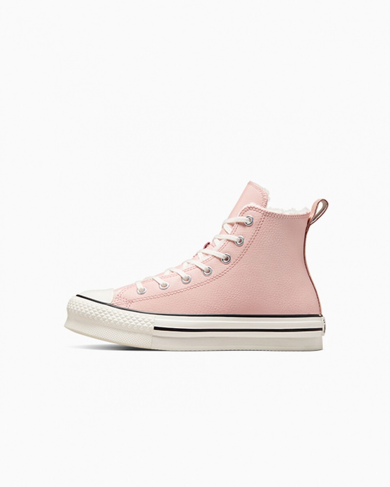 Converse Chuck Taylor All Star Lift Platformie Skórzane & Sherpa Różowe Białe Czarne | 732984-PYB