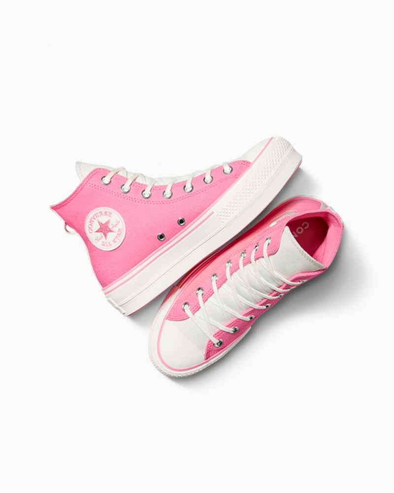 Converse Chuck Taylor All Star Lift Platformie Retro Varsity Różowe Różowe | 675142-HPY