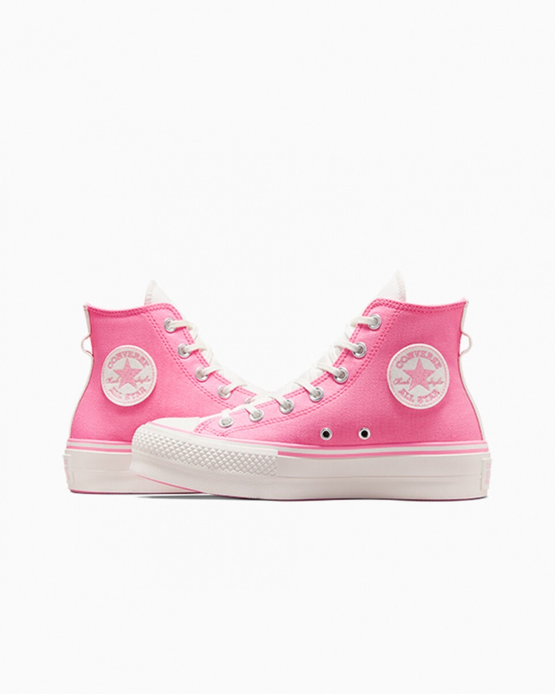 Converse Chuck Taylor All Star Lift Platformie Retro Varsity Różowe Różowe | 675142-HPY