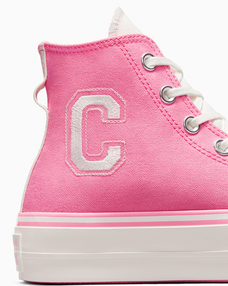 Converse Chuck Taylor All Star Lift Platformie Retro Varsity Różowe Różowe | 675142-HPY