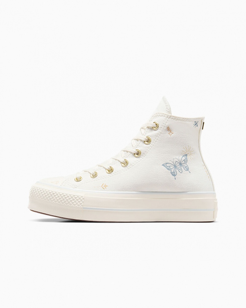 Converse Chuck Taylor All Star Lift Platformie Tiny Tattoos Białe Niebieskie | 694702-JVC