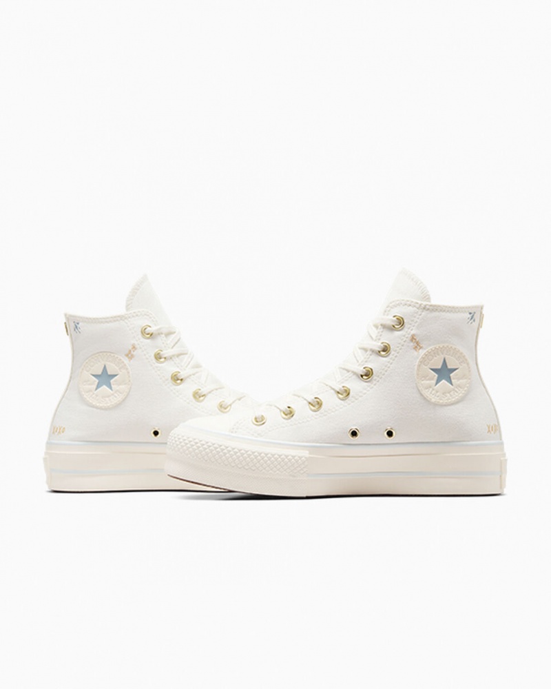 Converse Chuck Taylor All Star Lift Platformie Tiny Tattoos Białe Niebieskie | 694702-JVC