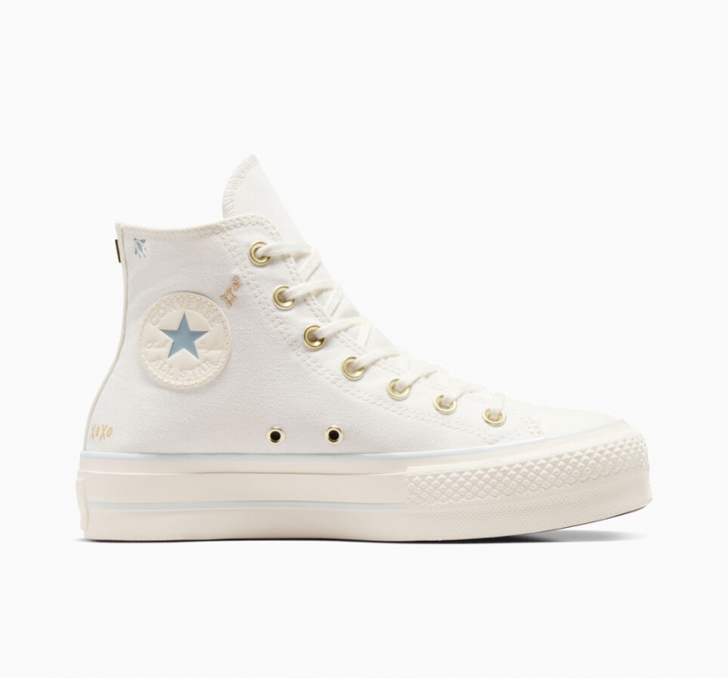 Converse Chuck Taylor All Star Lift Platformie Tiny Tattoos Białe Niebieskie | 694702-JVC