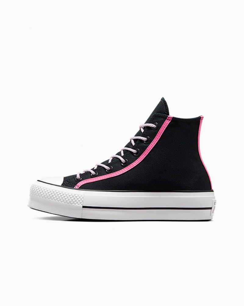 Converse Chuck Taylor All Star Lift Platformie Utility Twist Czarne Różowe Białe | 803496-GIF