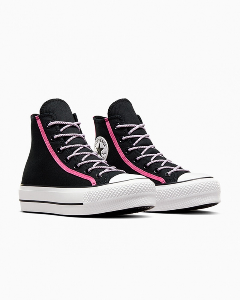 Converse Chuck Taylor All Star Lift Platformie Utility Twist Czarne Różowe Białe | 803496-GIF