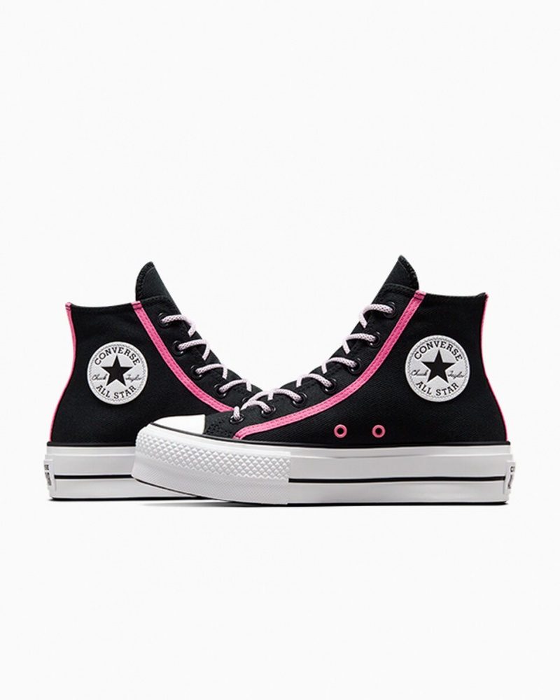 Converse Chuck Taylor All Star Lift Platformie Utility Twist Czarne Różowe Białe | 803496-GIF