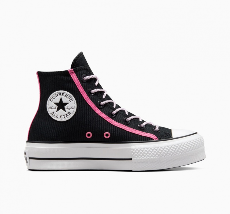 Converse Chuck Taylor All Star Lift Platformie Utility Twist Czarne Różowe Białe | 803496-GIF