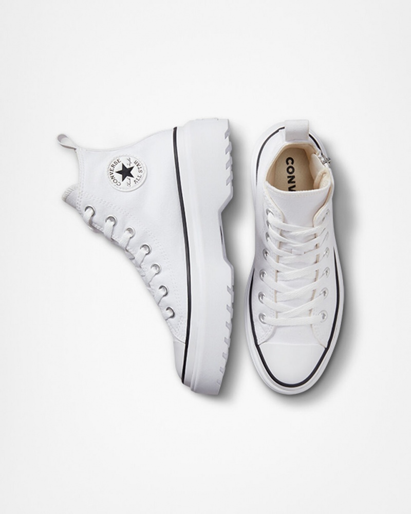 Converse Chuck Taylor All Star Lugged Lift Platformie Płócienne Białe Białe Czarne | 931854-IRF