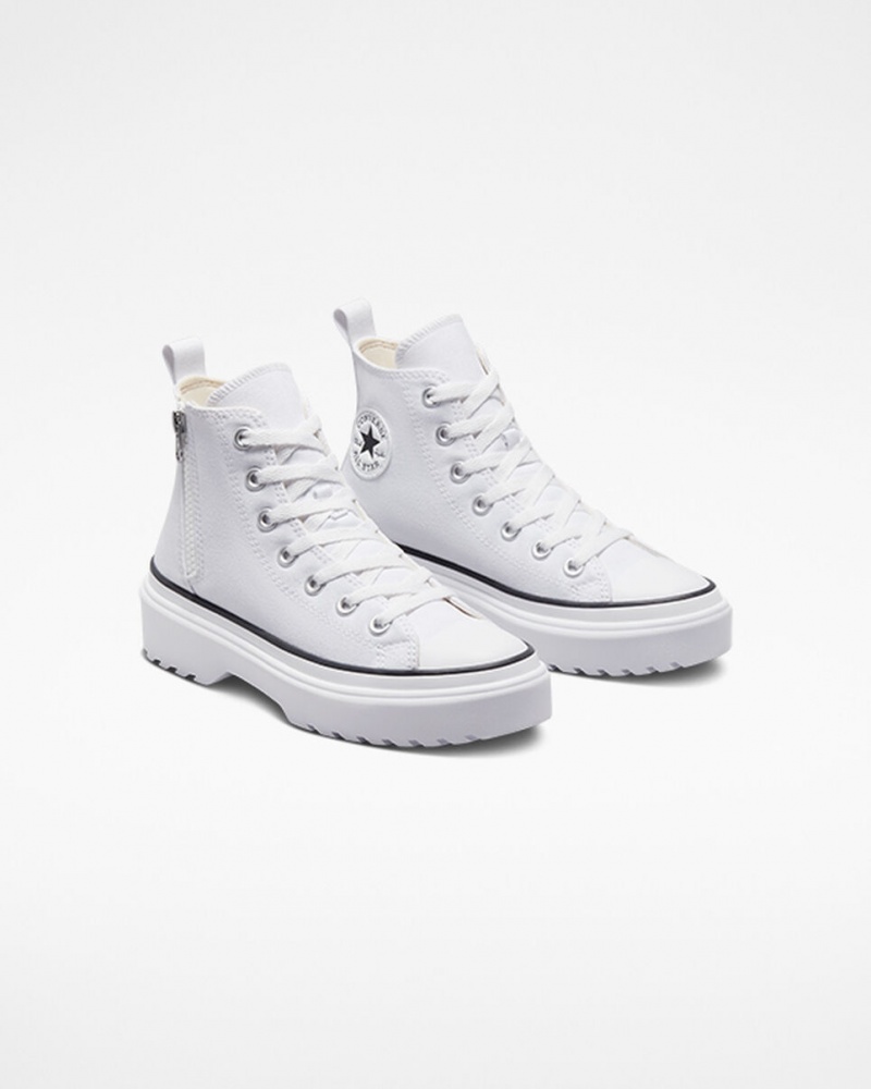 Converse Chuck Taylor All Star Lugged Lift Platformie Płócienne Białe Białe Czarne | 931854-IRF